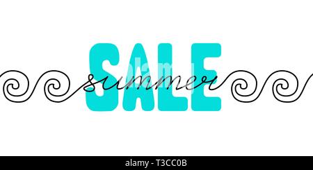 Summer sale banner hand written lettering.  Design for flyer, invitation, poster, web site or card. - Vector Stock Vector