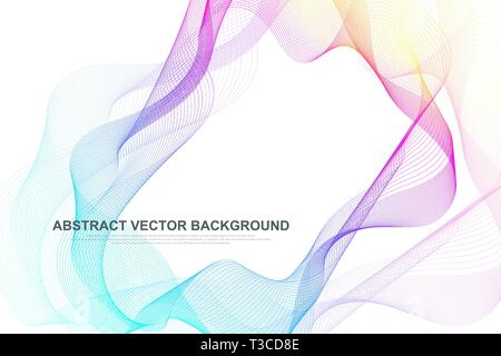 Abstract colorful wave lines background. Circular wireframe mesh element. Geometric template for your design brochure, flyer, report, website, banner Stock Vector