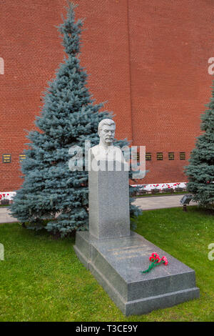 Moscow, Russia- 23 September 2014: Monument to Joseph Vissarionovich Stalin and on the street Korolenko on the Red Square. . Stock Photo