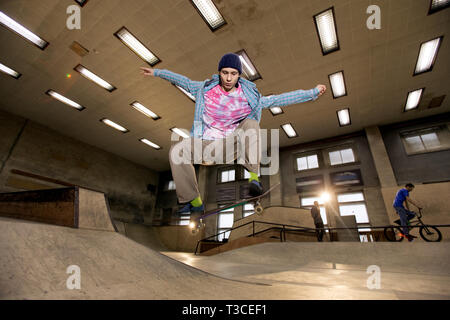 Skater Jumping in Air Stock Photo