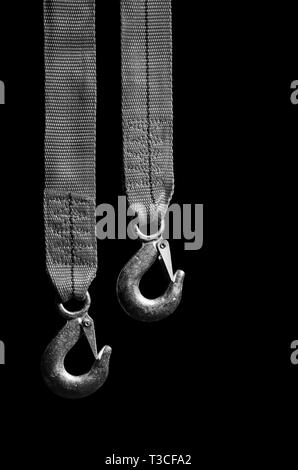 Rigging rope with a hook in black and white Stock Photo - Alamy