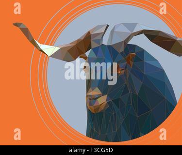 A mountain goat with large twisted horns Stock Vector