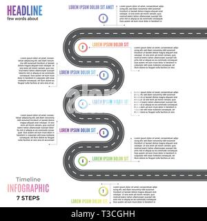 Info business plan navigation loop map infographic roadmap vector illustration Stock Vector