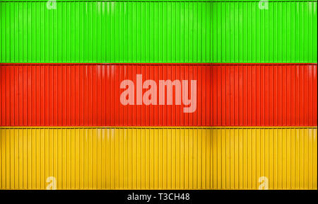 Yellow,red,green box stack of container striped surface texture background Stock Photo