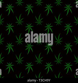 Cannabis Leaves Background. Green Medical Marijuana Seamless Pattern Stock Vector