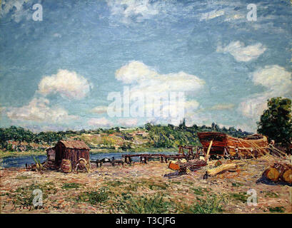 Alfred Sisley (1839  - 1899)   - boatyard at saint mamms  1885 Stock Photo