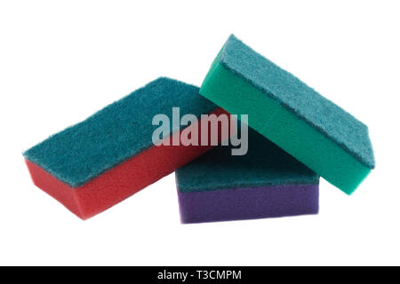 Multi-colored sponges for washing dishes close-up Stock Photo