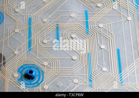 Keyboard circuit membrane, blue toned, close up Stock Photo