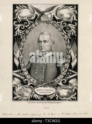 Genl. Z. Taylor and his Battles, The Nation's Choice for the 12th President of the U.S., Campaign Print for Whig Presidential Nominee Zachary Taylor, Lithograph, James Baillie, 1847 Stock Photo
