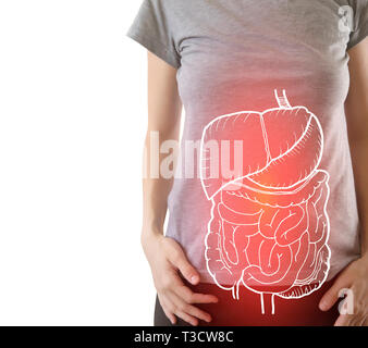 digital composite of highlighted red internal organs suffering from serious disease Stock Photo