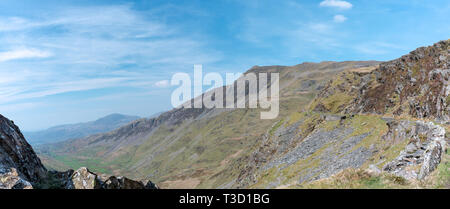 Amazing view of Cwm Croesor from the slopes of Cnicht, Gwynedd, Wales Stock Photo