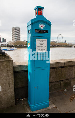 Police Public call box Central London Stock Photo