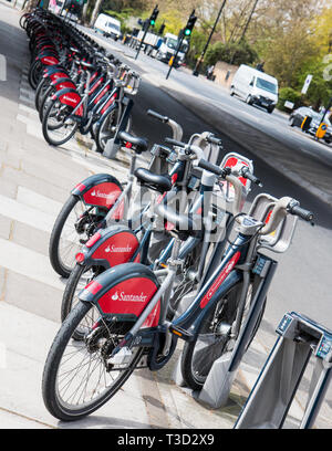 Santander bikes (Boris Bikes) London Stock Photo