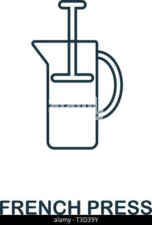 French Press icon. Thin line symbol design from coffe shop icon collection. UI and UX. Creative simple french press icon for web and mobile. Stock Vector