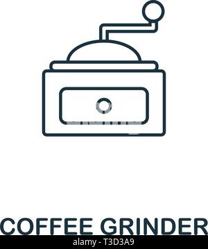 Coffee Grinder icon. Thin line symbol design from coffe shop icon collection. UI and UX. Creative simple coffee grinder icon for web and mobile. Stock Vector