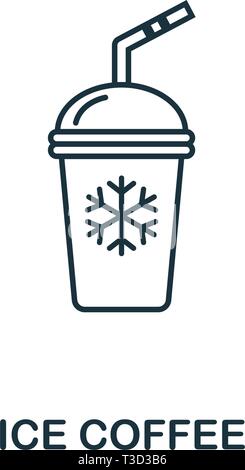 Ice Coffee icon. Thin line symbol design from coffe shop icon collection. UI and UX. Creative simple ice coffee icon for web and mobile. Stock Vector