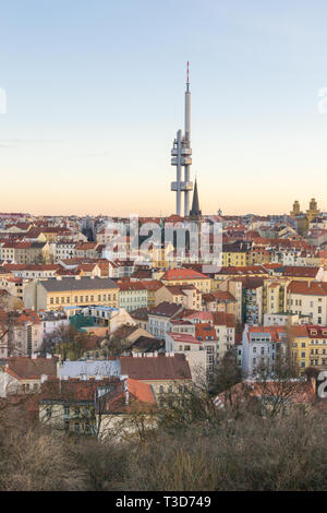 Cityscape of Prague Zizkov District, Czech Republic Stock Photo