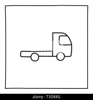 Doodle truck icon, hand drawn with thin line, isolated on white background. Vector illustration. Stock Vector