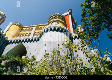 SINTRA, PORTUGAL - AUGUST 22, 2017: Pena Palace Romanticist Castle Was Built in 1854 on Portuguese Riviera Stock Photo