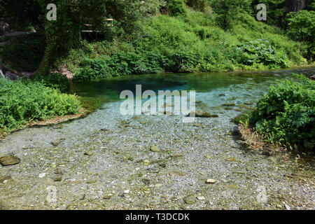 Syri i Kaltër (Blue Eye). Underground Bistrice river source. Muzinë in Vlorë County, Albania Stock Photo