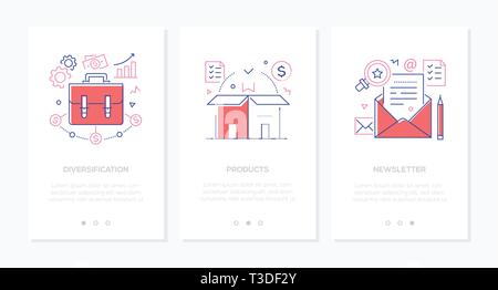 Business and finance - set of line design style vertical web banners Stock Vector
