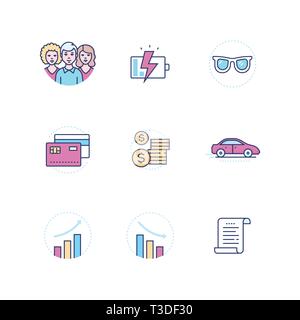 Business concepts - modern line design style icons set Stock Vector