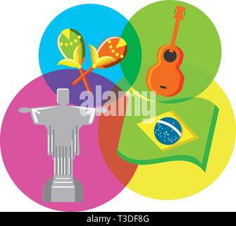 corcovado christ monument with set icons vector illustration design Stock Vector