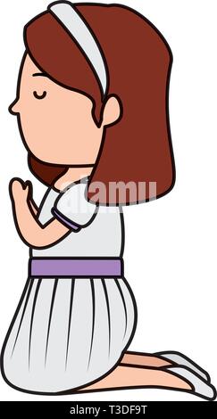 Little Girl Kneeling First Communion Character Stock Vector Image & Art 