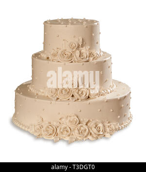 Ivory Rose Tiered Wedding Cake Stock Photo