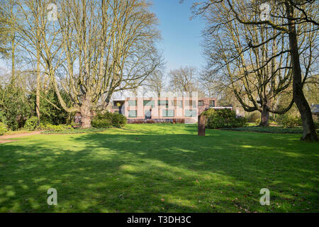 Krefeld - Garden-View to Museum House Lange, built  between 1928 und 1931 by Mies van der Rohe, North Rhine Westphalia, Germany, 30.03.2019 Stock Photo