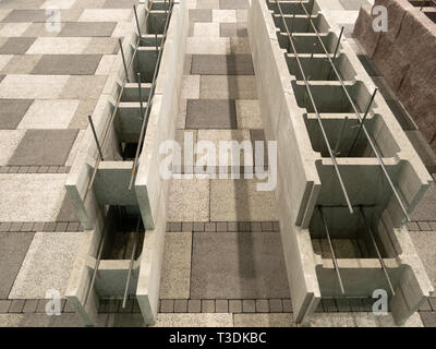 samples of armored concrete and foamed concrete blocks bricks for building houses Stock Photo