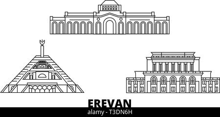 Armenia, Erevan line travel skyline set. Armenia, Erevan outline city vector illustration, symbol, travel sights, landmarks. Stock Vector