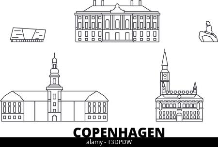 Outline Copenhagen Skyline with Blue Landmarks. Vector Illustration ...