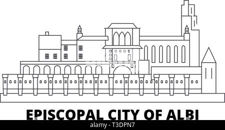 France, Albi Landmark line travel skyline set. France, Albi Landmark outline city vector illustration, symbol, travel sights, landmarks. Stock Vector