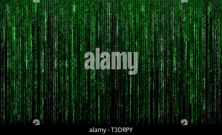 green binary matrix code abstract computer hacker digital network concept black background Stock Photo