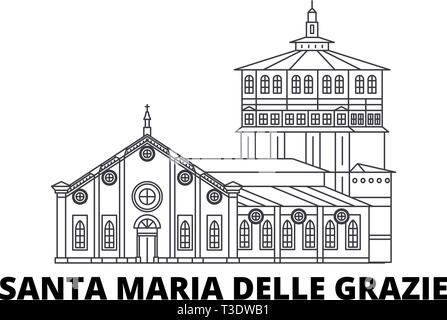 Italy, Santa Maria Delle Grazie line travel skyline set. Italy, Santa Maria Delle Grazie outline city vector illustration, symbol, travel sights Stock Vector