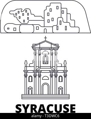 Outline Skyline panorama of Syracuse, Sicily, Italy - vector ...