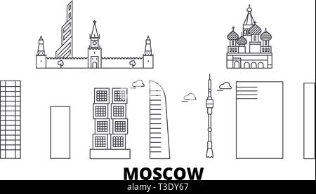 Russia, Moscow City line travel skyline set. Russia, Moscow City outline city vector illustration, symbol, travel sights, landmarks. Stock Vector