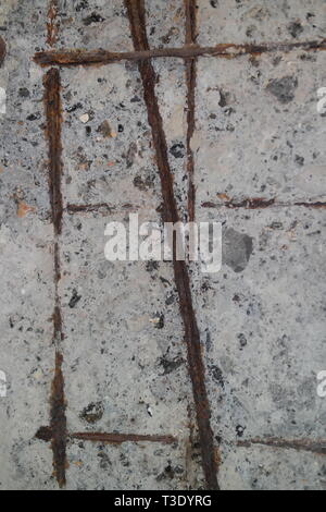 Texture of old gray reinforced concrete wall for background Stock Photo