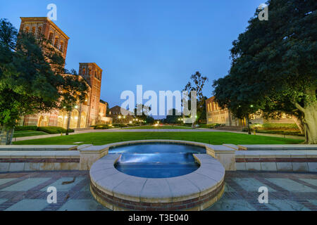 Los Angeles, APR 4: Night exterior view of the Royce Hall on APR 4, 2019 at Los Angeles, California Stock Photo