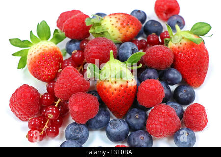 mix fresh berries isolated with white background Stock Photo