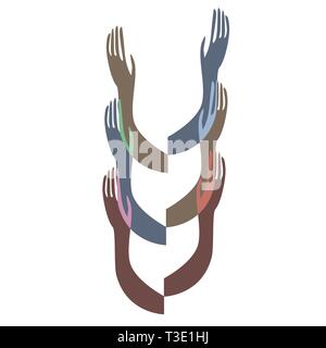Colorful human hands. Concept illustration for organization help, environment project or social work. EPS 10 vector Stock Vector