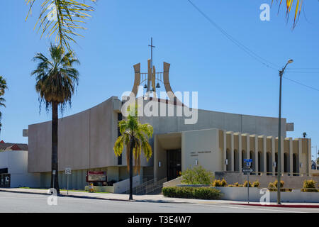 Redlands, MAR 20: Exterior view of the First Presbyterian Church on MAR 20, 2019 at Redlands, California Stock Photo