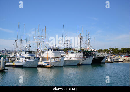 07 April 2019, San Diego, California. Boats docked in Tuna Harbour. Stock Photo
