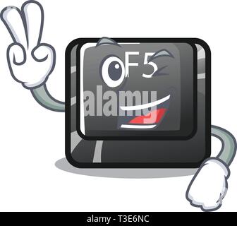 Two finger f5 installed on the mascot computer Stock Vector