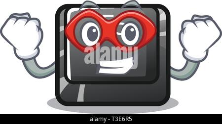 Super hero f5 installed on the mascot computer Stock Vector