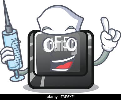 Nurse f5 installed on the mascot computer Stock Vector