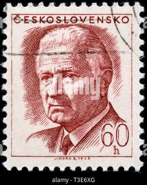 Postage stamp from the former state Czechoslovakia in the President Ludvík Svoboda series issued in 1968 Stock Photo