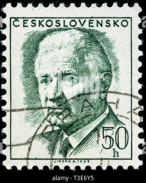 Postage stamp from the former state Czechoslovakia in the President Ludvík Svoboda series issued in 1970 Stock Photo