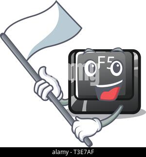 With flag longest F5 button on cartoon keyboard Stock Vector